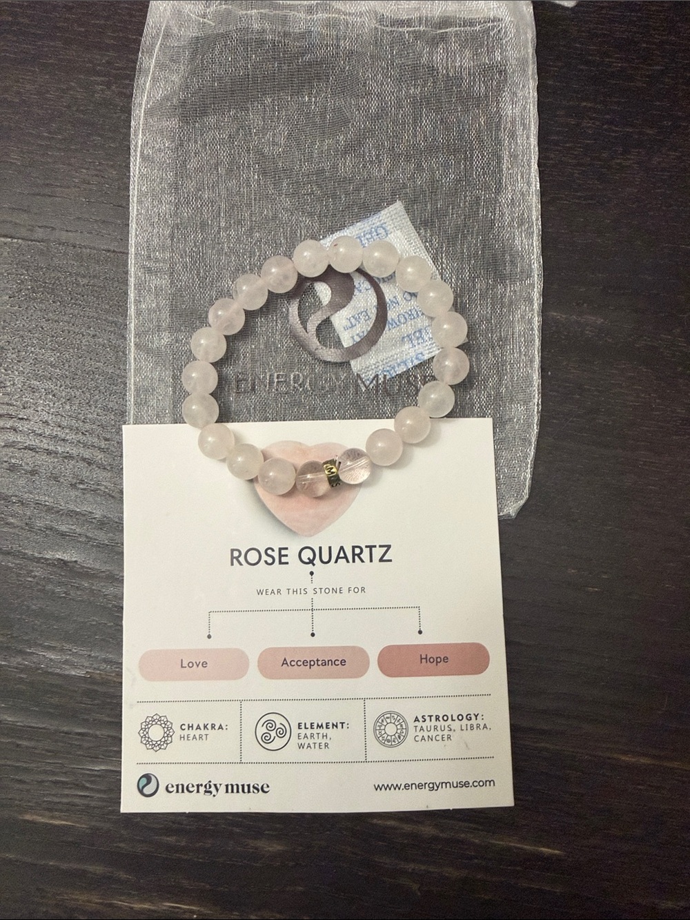 Energy Muse Rose Quartz Beaded Bracelet - Pink